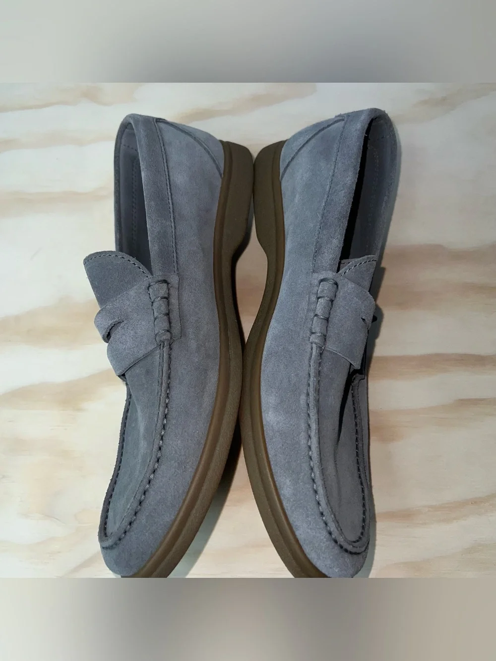 Brunello Cucinelli Suede Penny Loafers Mens Size EU 42 Grey Made In Italy